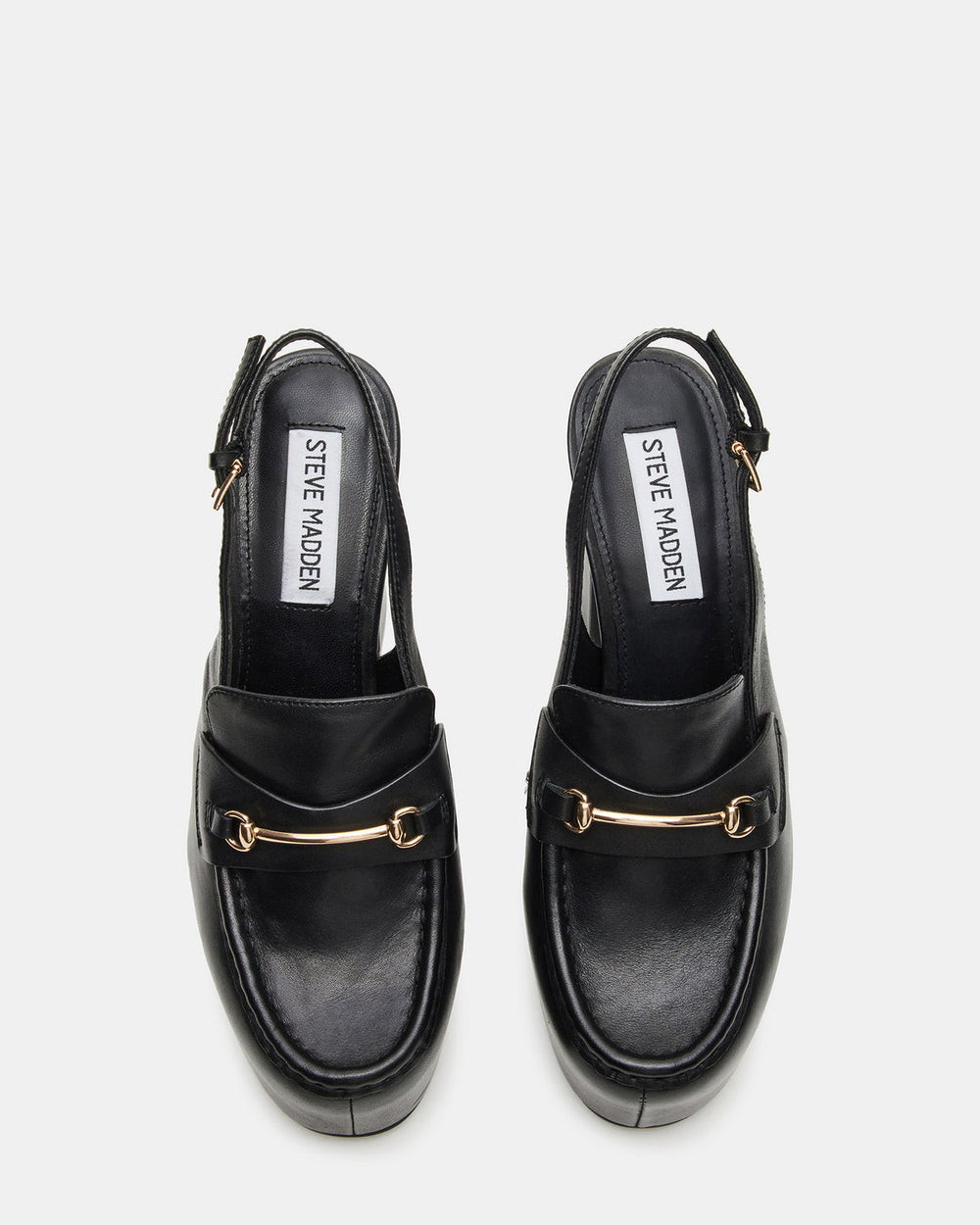 QUINN Black Leather Platform Slingback Heel | Women's Heels | Steve Madden on Sale