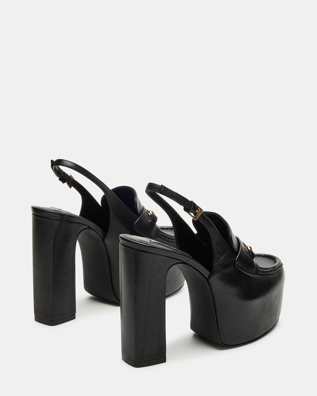 QUINN Black Leather Platform Slingback Heel | Women's Heels | Steve Madden on Sale