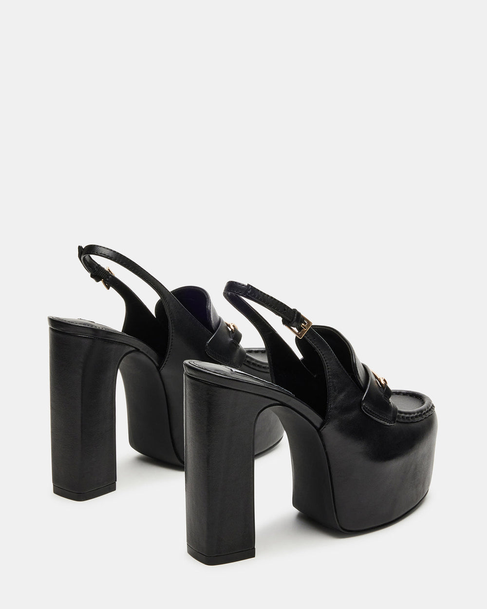 QUINN Black Leather Platform Slingback Heel | Women's Heels | Steve Madden on Sale