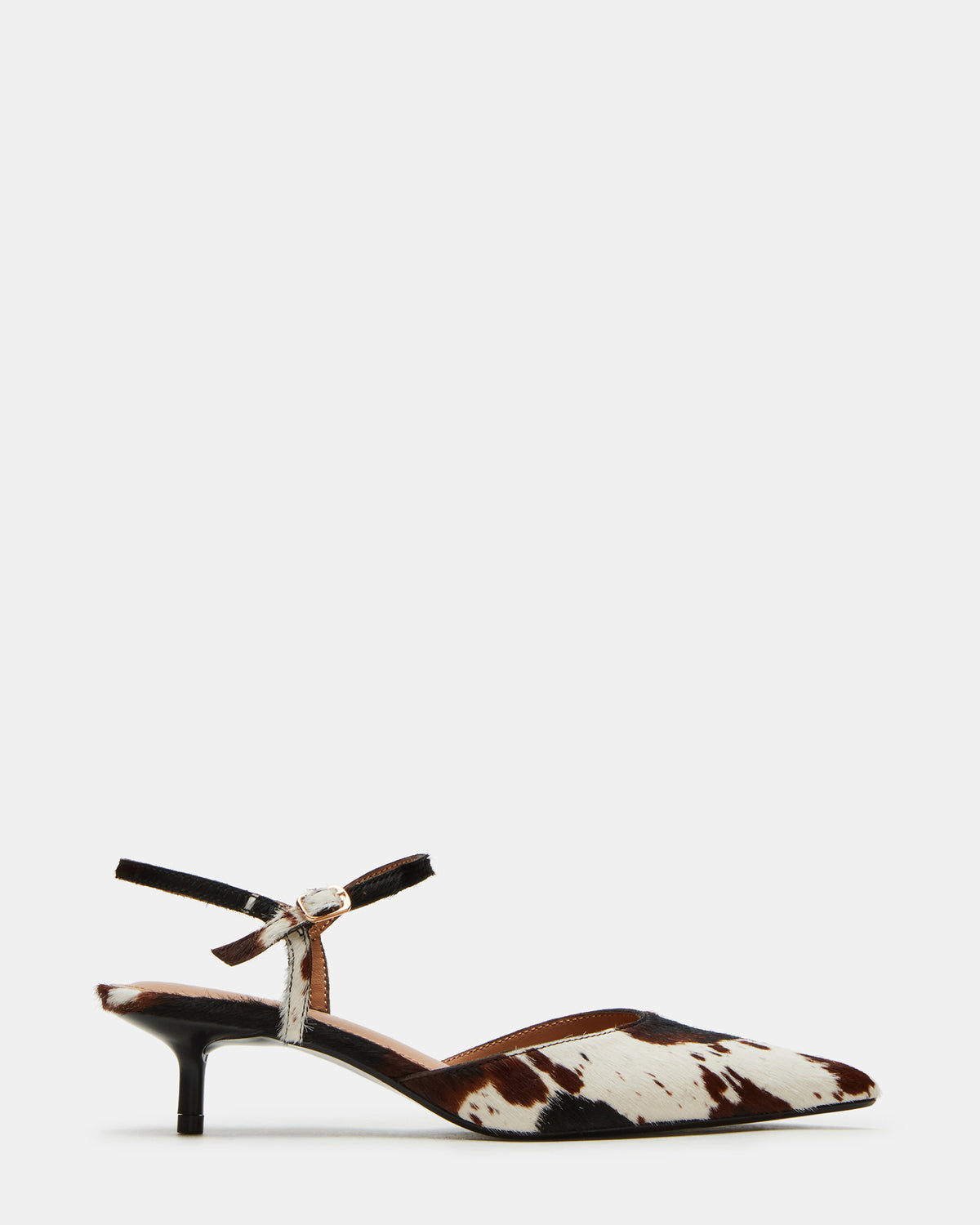 ADELAIDE Brown Cow Print Women's Pointed-Toe Kitten Heel | Steve Madden US