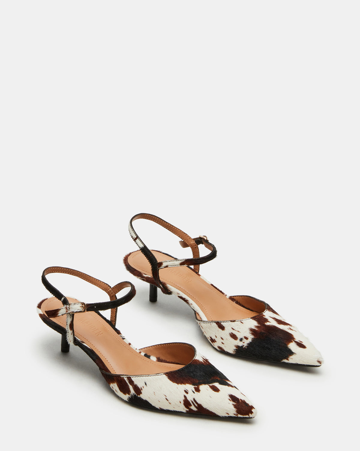ADELAIDE Brown Cow Print Women's Pointed-Toe Kitten Heel | Steve Madden US