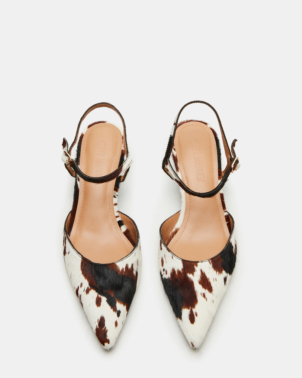 ADELAIDE Brown Cow Print Women's Pointed-Toe Kitten Heel | Steve Madden US