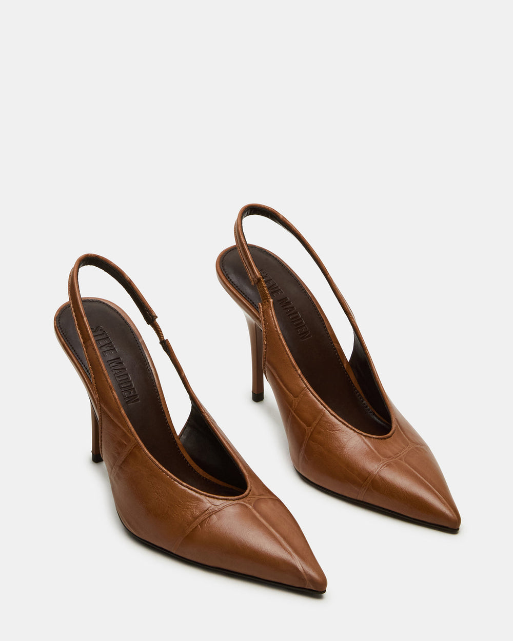 ANDROMEDA Tan Crocodile Slingback Pointed-Toe Stiletto Pump Women's Heel | Steve Madden for Sale