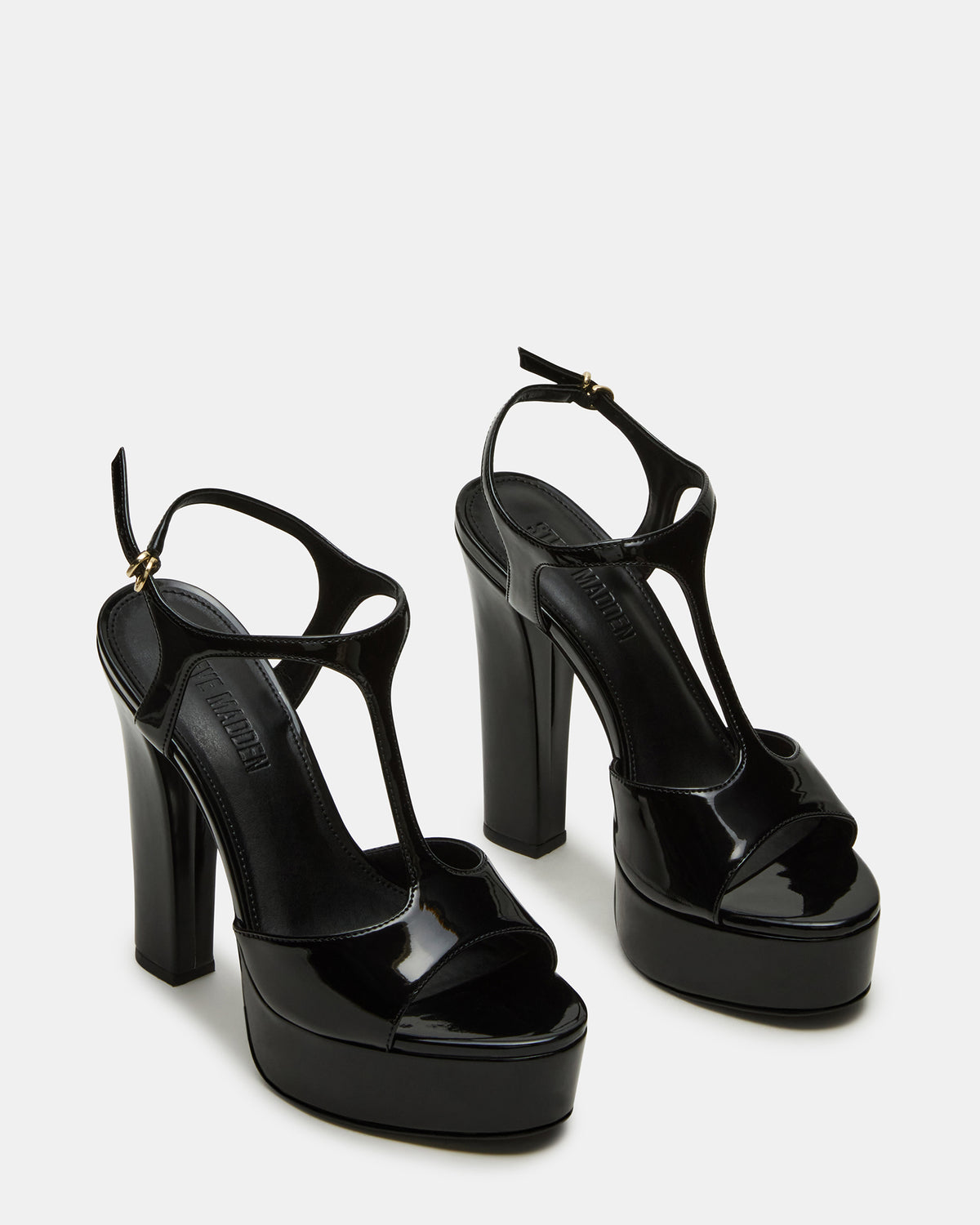 TAMI Black Patent Strappy Platform Women's Heel | Steve Madden discount