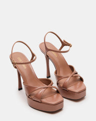 SCARLET Mocha Square-Toe Strappy Platform Women's Heel | Steve Madden US