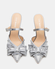 BAYLIN Grey Satin Rhinestones Bow Pointed-Toe Stiletto Women's Heel | Steve Madden outlet