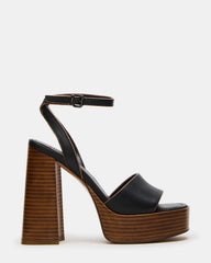 FLORIA Black Leather Women's Platform Square-Toe Block Heel | Steve Madden for Sale