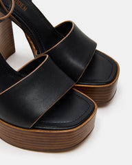 FLORIA Black Leather Women's Platform Square-Toe Block Heel | Steve Madden for Sale