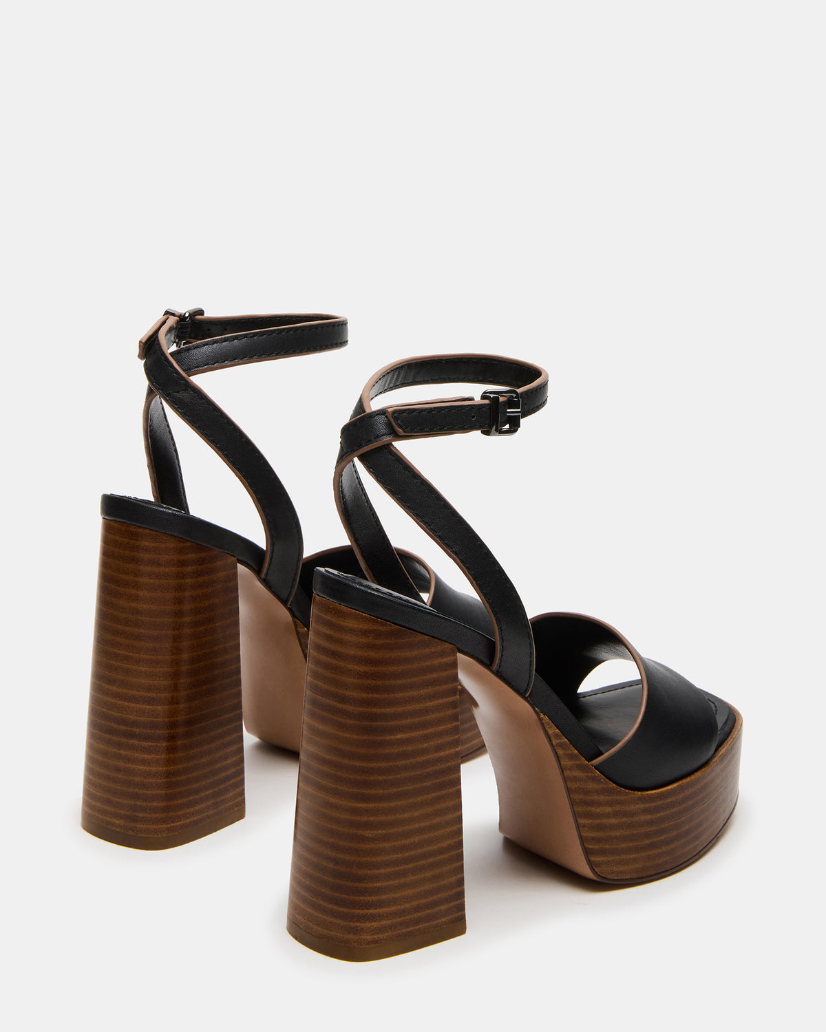 FLORIA Black Leather Women's Platform Square-Toe Block Heel | Steve Madden for Sale