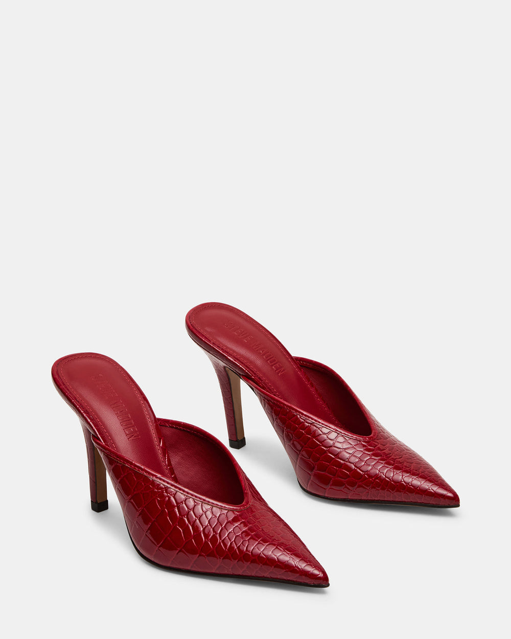 LITA Red Crocodile Pointed-Toe Mule Pump Women's Heel | Steve Madden on Sale