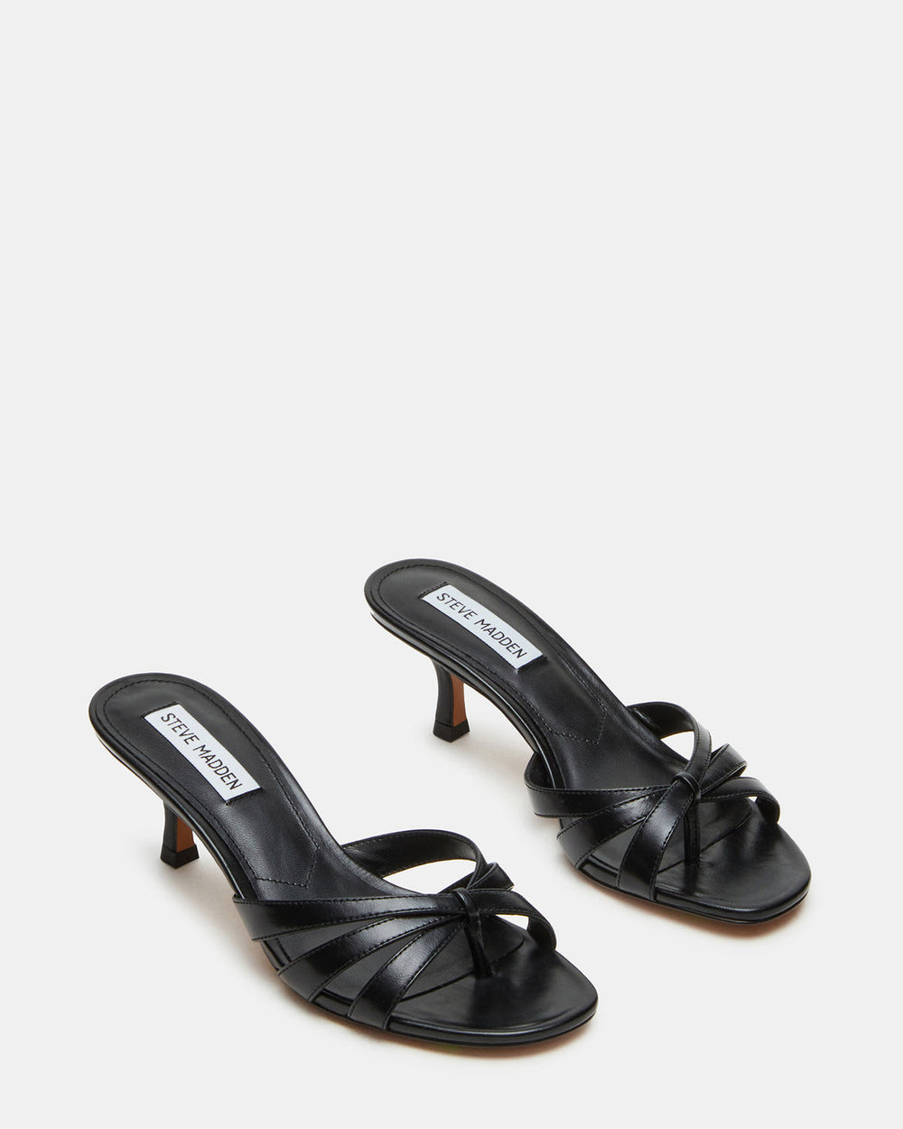 CARY Black Leather Square-Toe Strappy Mule Women's Heel | Steve Madden discount