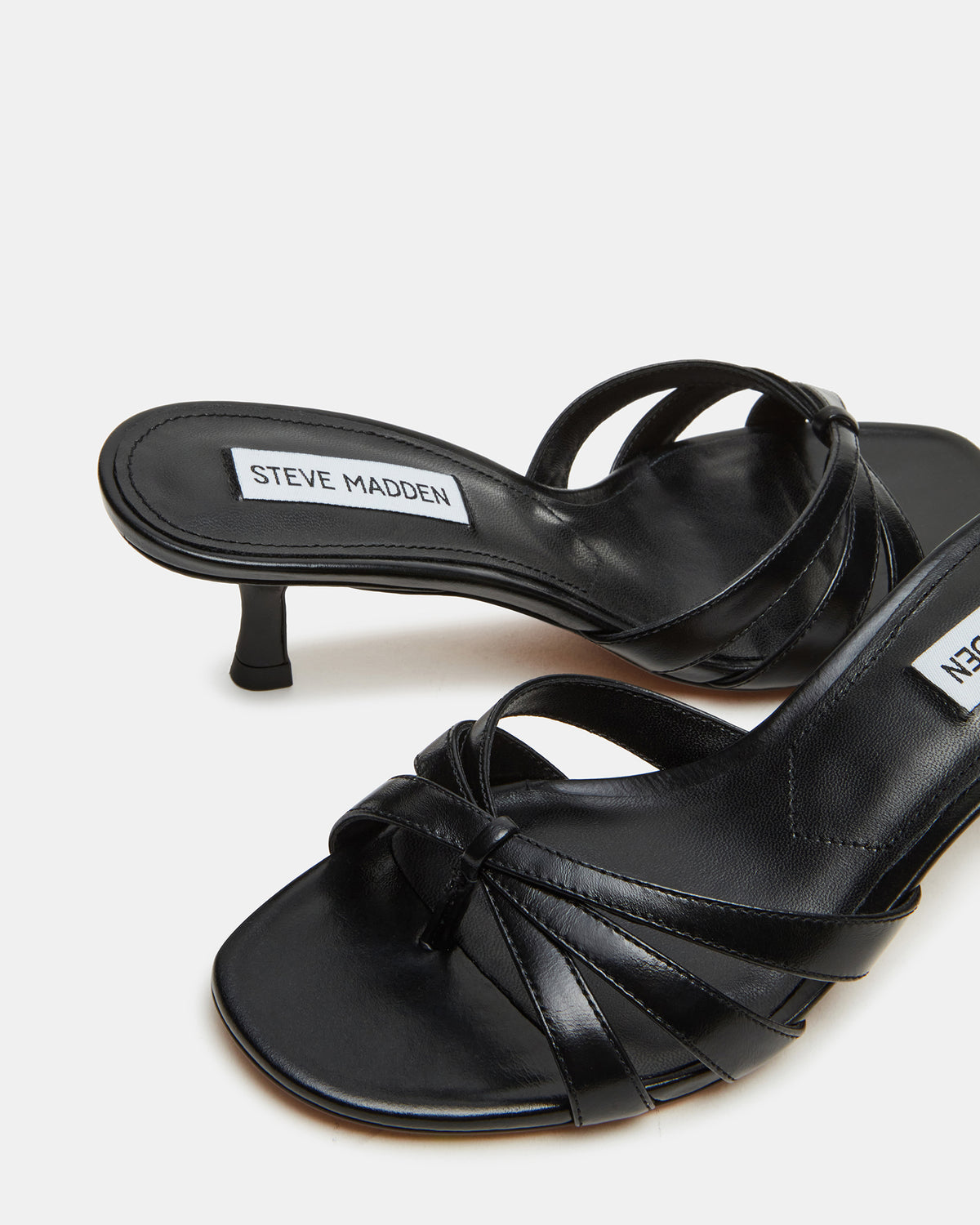 CARY Black Leather Square-Toe Strappy Mule Women's Heel | Steve Madden discount