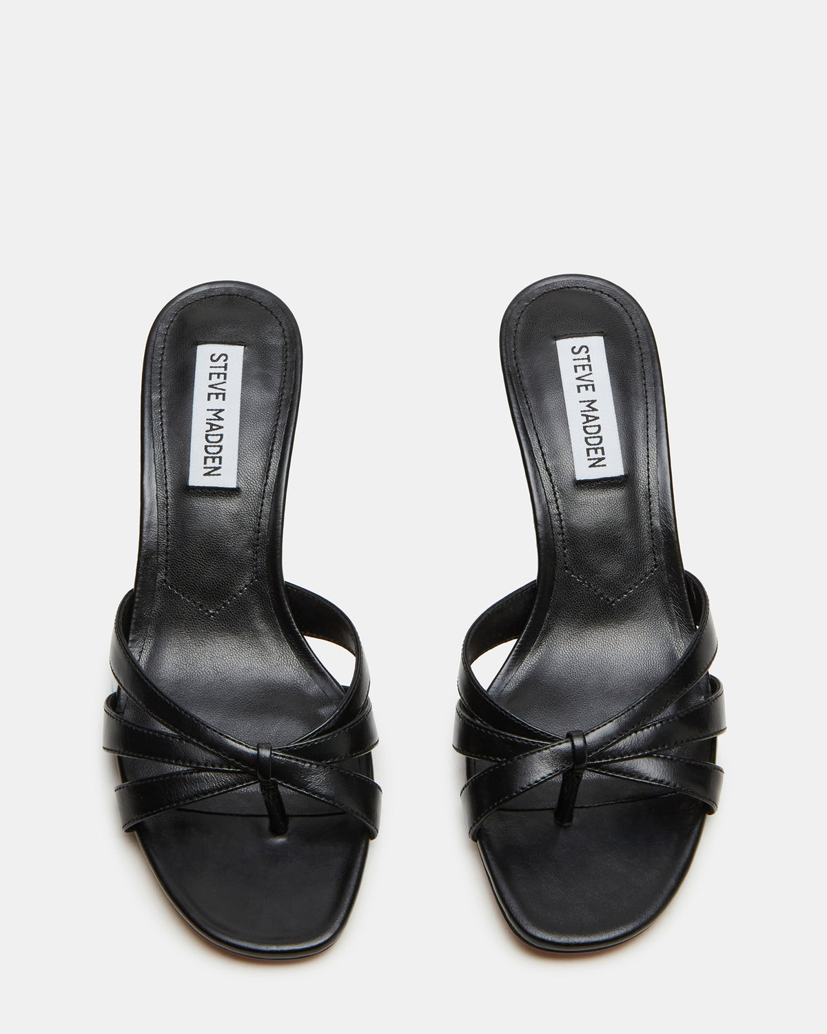 CARY Black Leather Square-Toe Strappy Mule Women's Heel | Steve Madden discount