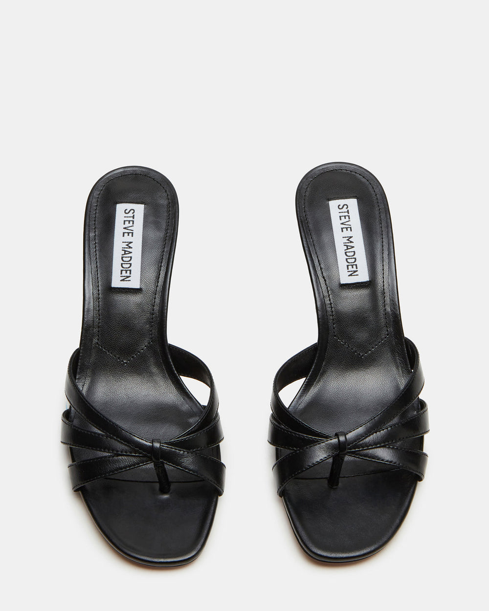 CARY Black Leather Square-Toe Strappy Mule Women's Heel | Steve Madden discount