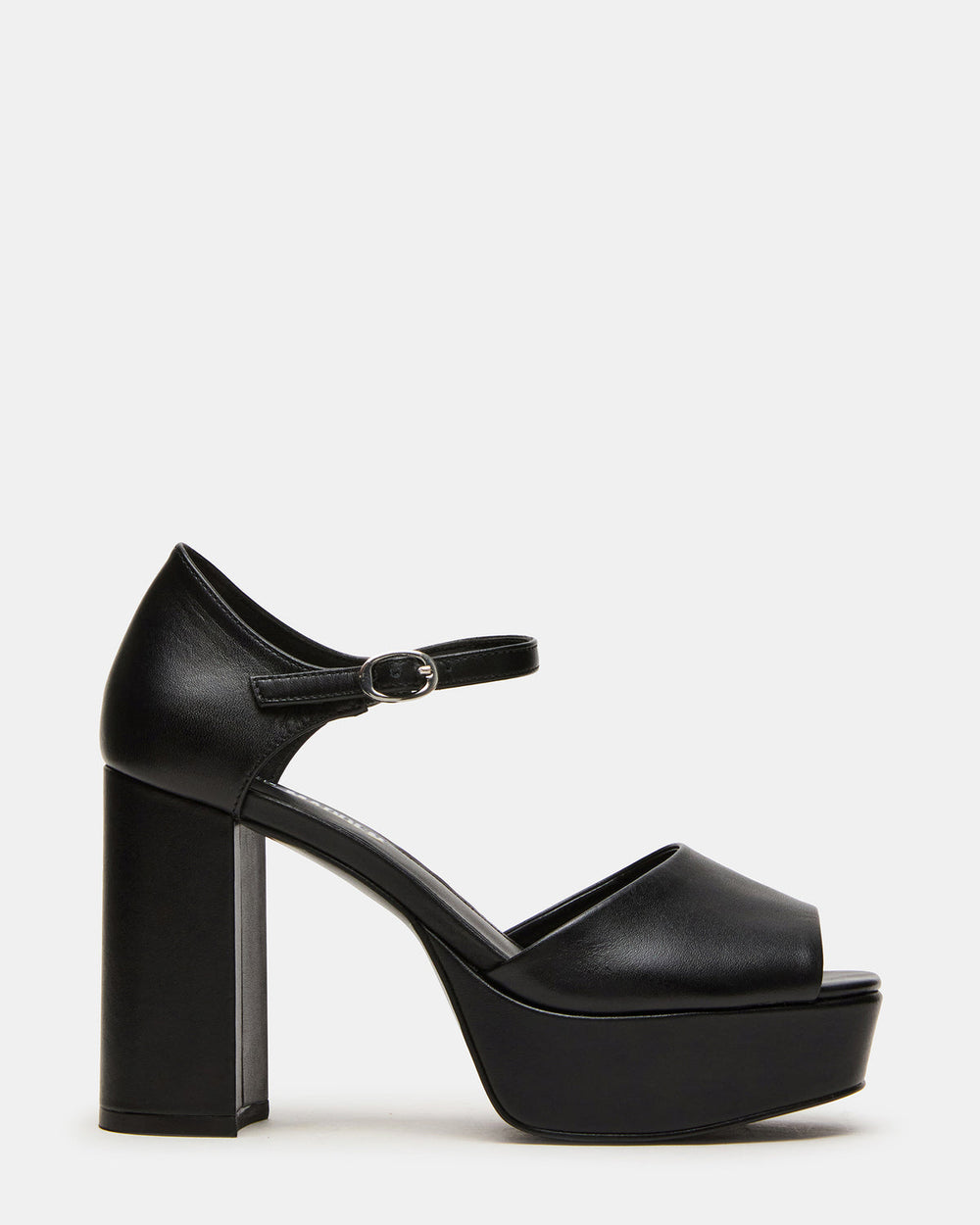 LONDON Black Leather Platfrom Block Heel Square-Toe Women's Heel | Steve Madden online