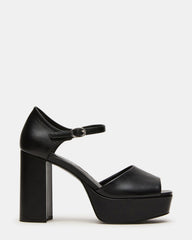 LONDON Black Leather Platfrom Block Heel Square-Toe Women's Heel | Steve Madden online