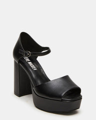 LONDON Black Leather Platfrom Block Heel Square-Toe Women's Heel | Steve Madden online