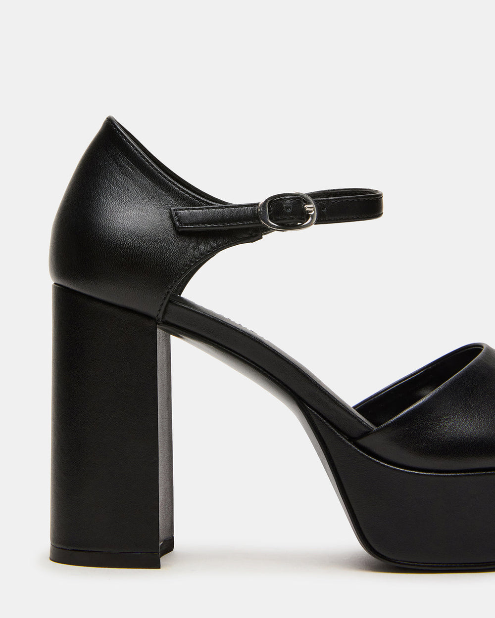 LONDON Black Leather Platfrom Block Heel Square-Toe Women's Heel | Steve Madden online