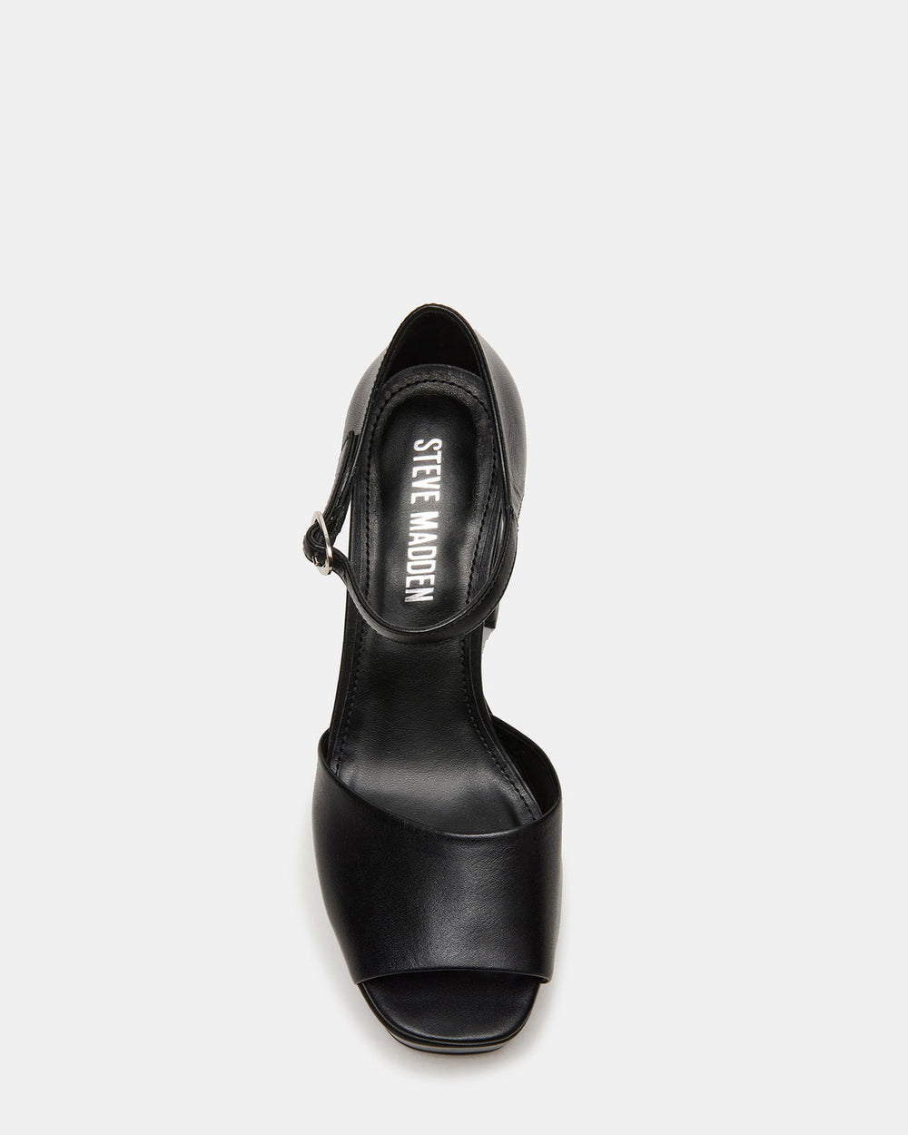 LONDON Black Leather Platfrom Block Heel Square-Toe Women's Heel | Steve Madden online