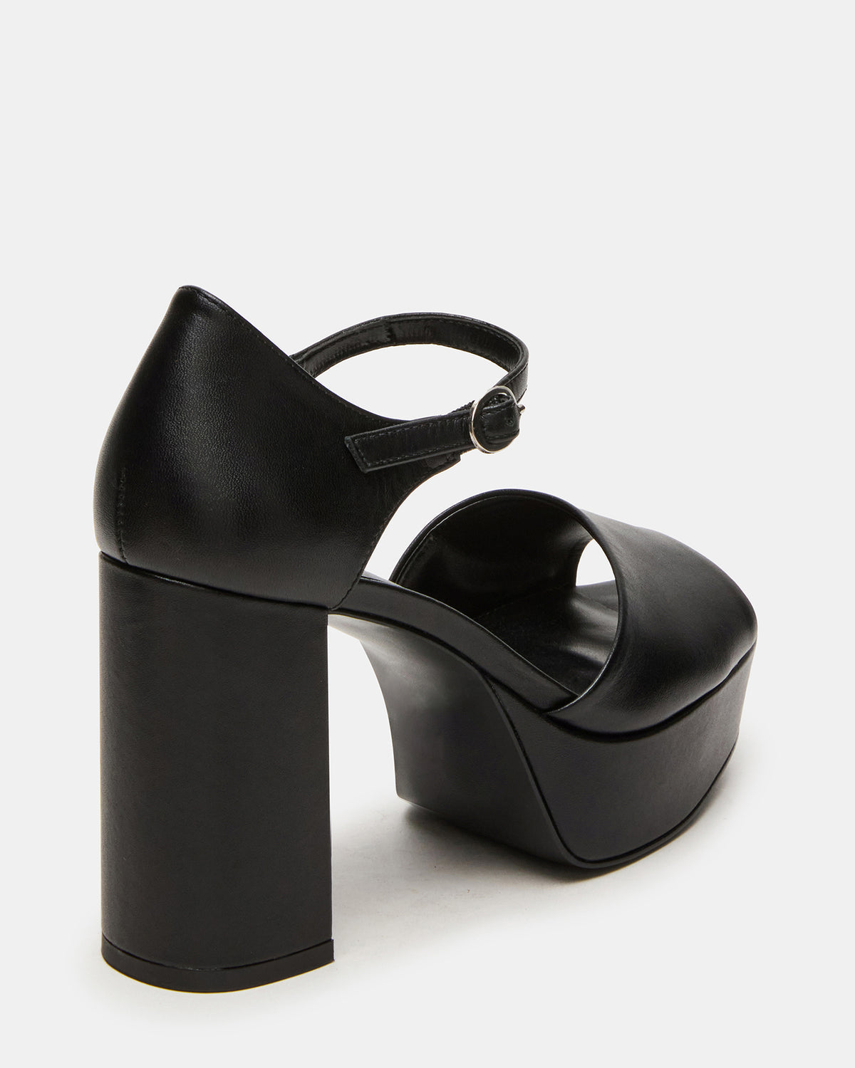 LONDON Black Leather Platfrom Block Heel Square-Toe Women's Heel | Steve Madden online