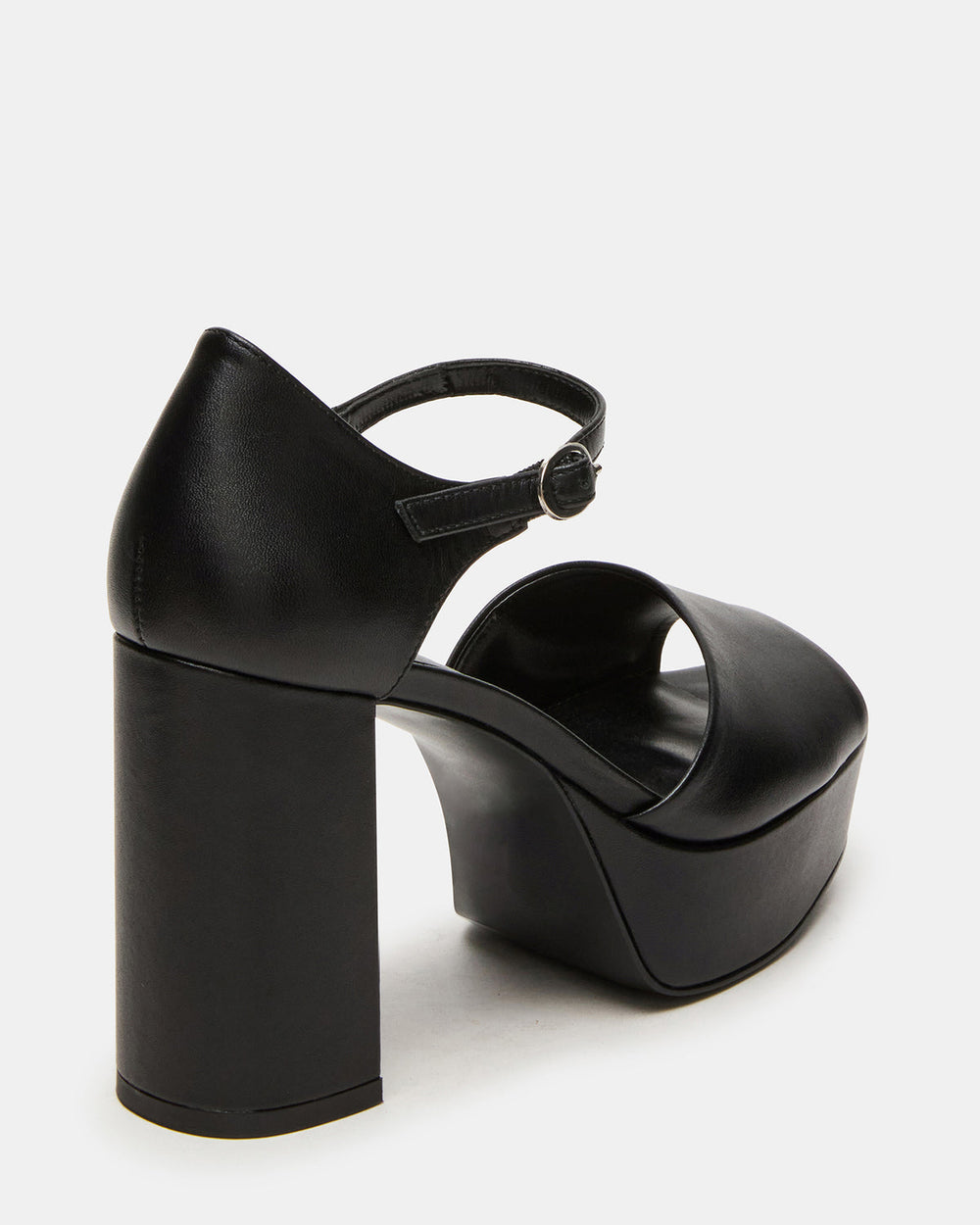 LONDON Black Leather Platfrom Block Heel Square-Toe Women's Heel | Steve Madden online
