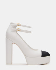 PEYTON White Leather Block Heel Platform Women's Heel | Steve Madden for Sale