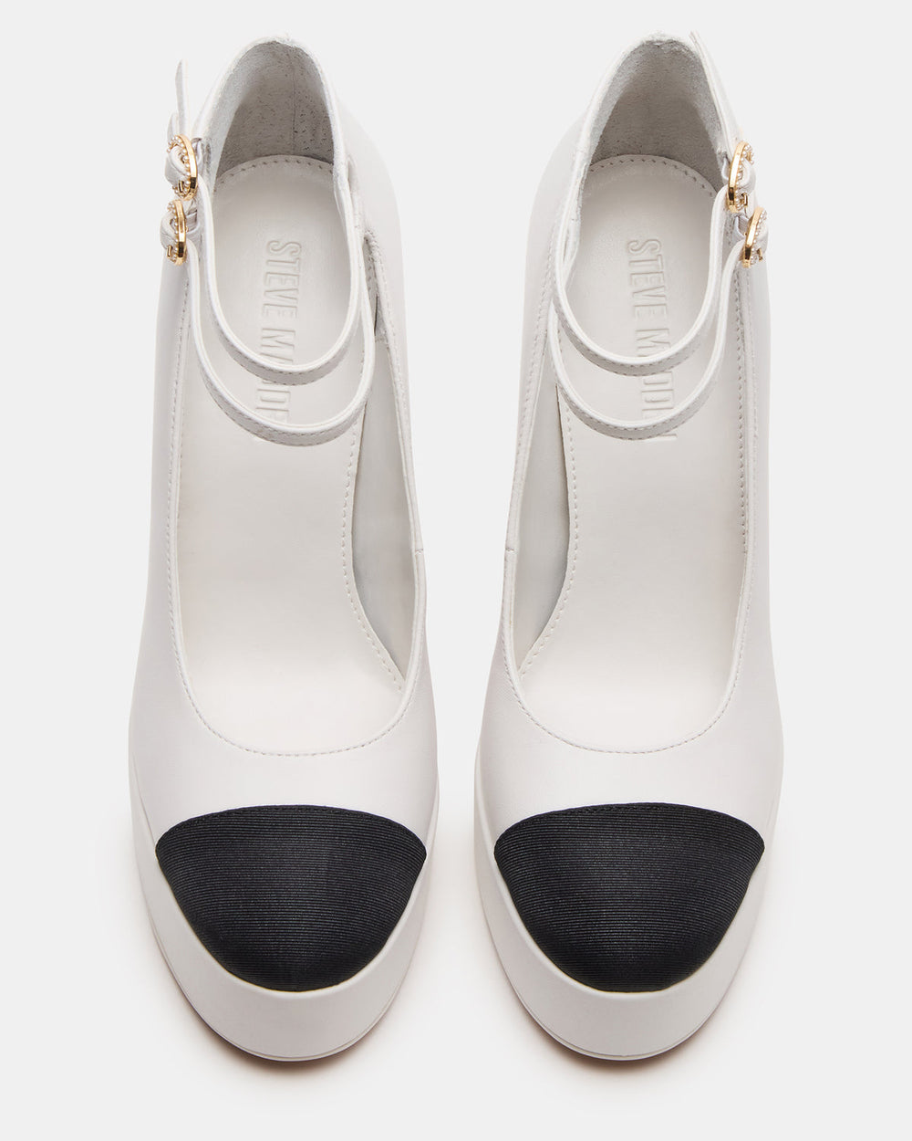 PEYTON White Leather Block Heel Platform Women's Heel | Steve Madden for Sale