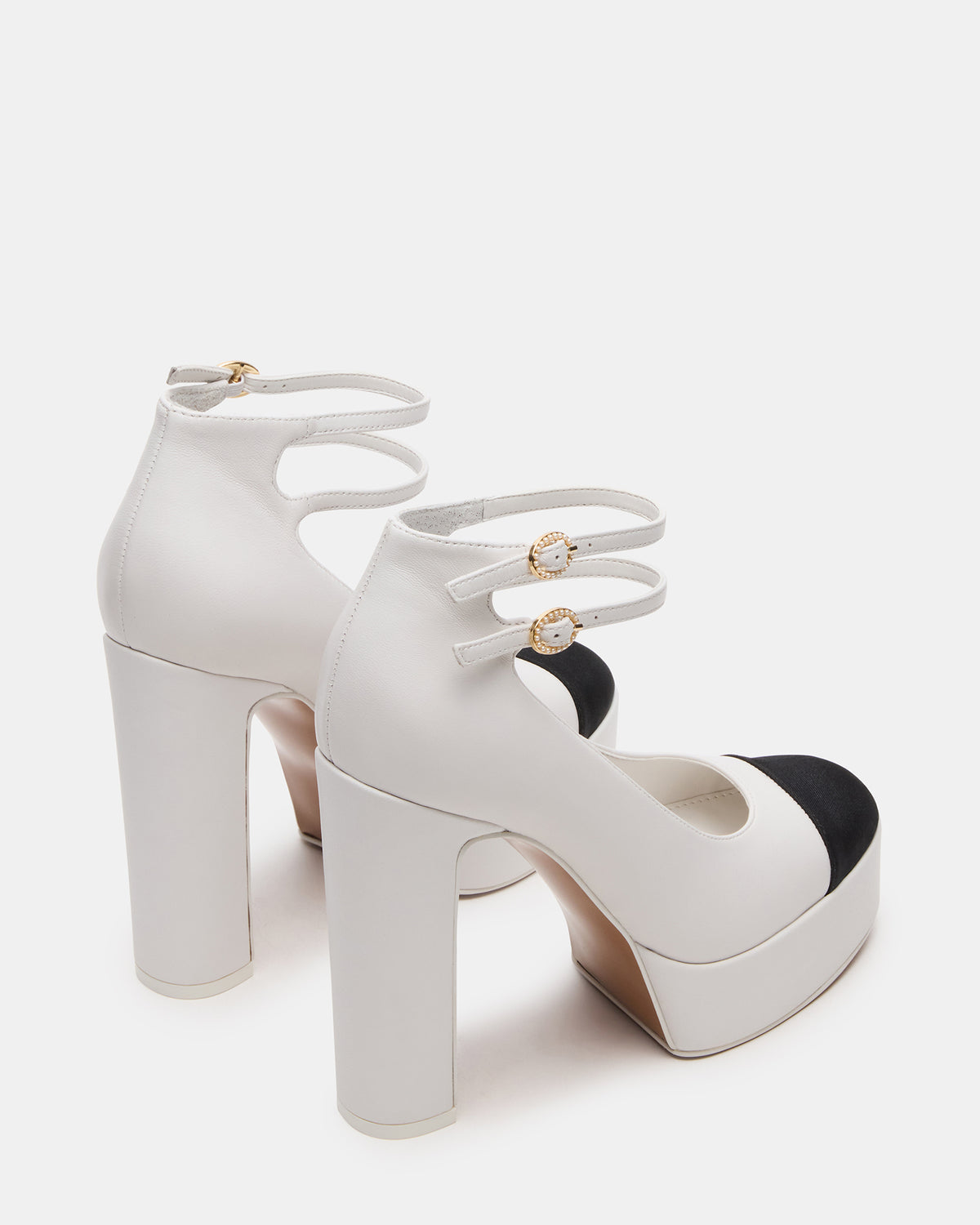 PEYTON White Leather Block Heel Platform Women's Heel | Steve Madden for Sale