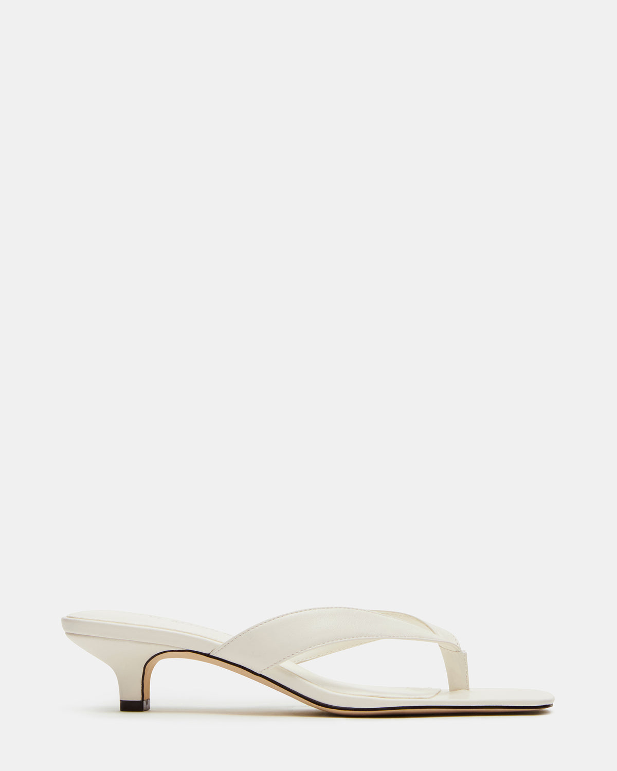 TRACIE White Leather Thong Strap Women's Kitten Heel | Steve Madden US