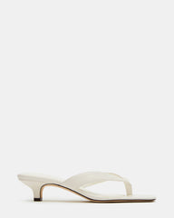 TRACIE White Leather Thong Strap Women's Kitten Heel | Steve Madden US