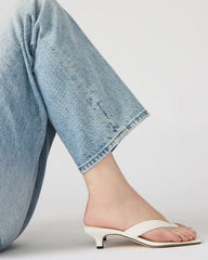 TRACIE White Leather Thong Strap Women's Kitten Heel | Steve Madden US