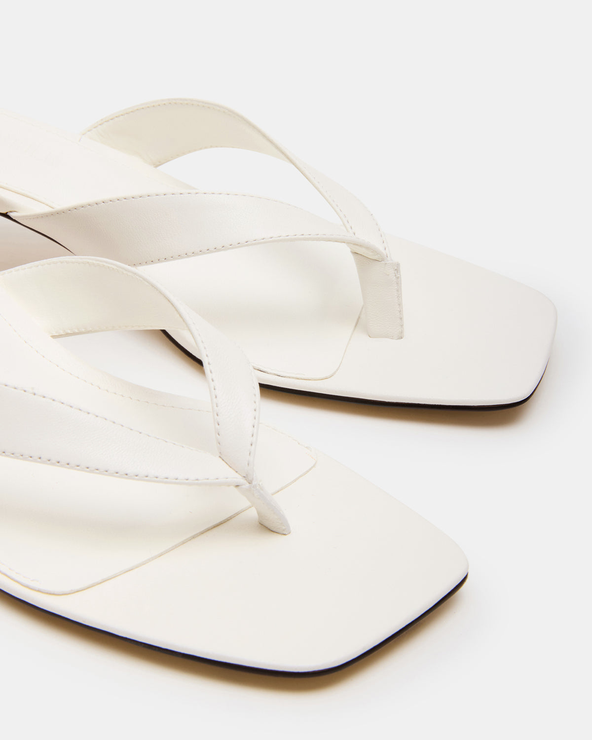 TRACIE White Leather Thong Strap Women's Kitten Heel | Steve Madden US