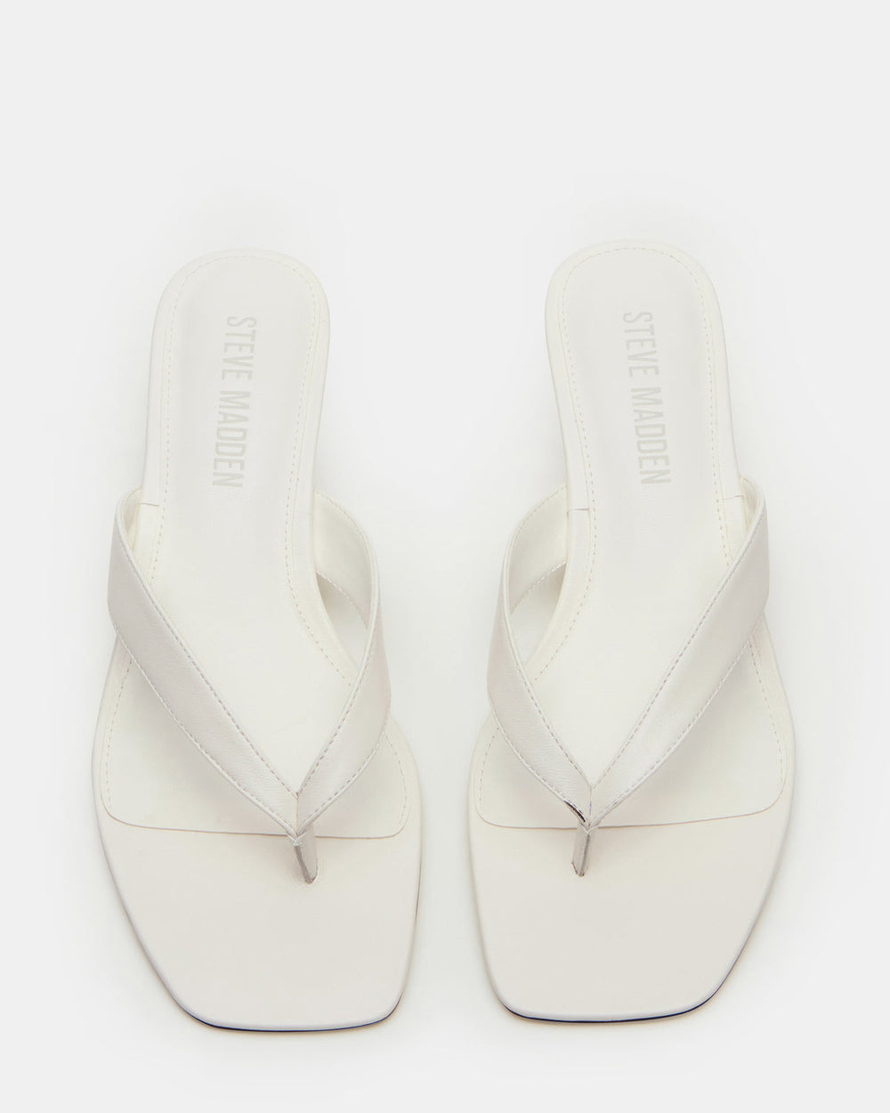TRACIE White Leather Thong Strap Women's Kitten Heel | Steve Madden US