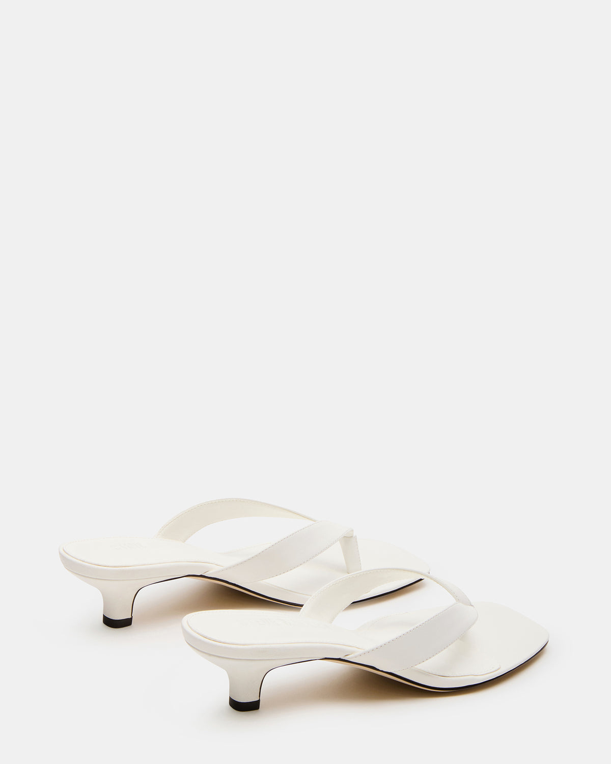 TRACIE White Leather Thong Strap Women's Kitten Heel | Steve Madden US