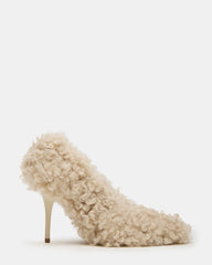 ACHILLES Off-White Pointed-Toe Faux Fur Stiletto Women's Heel | Steve Madden on Sale