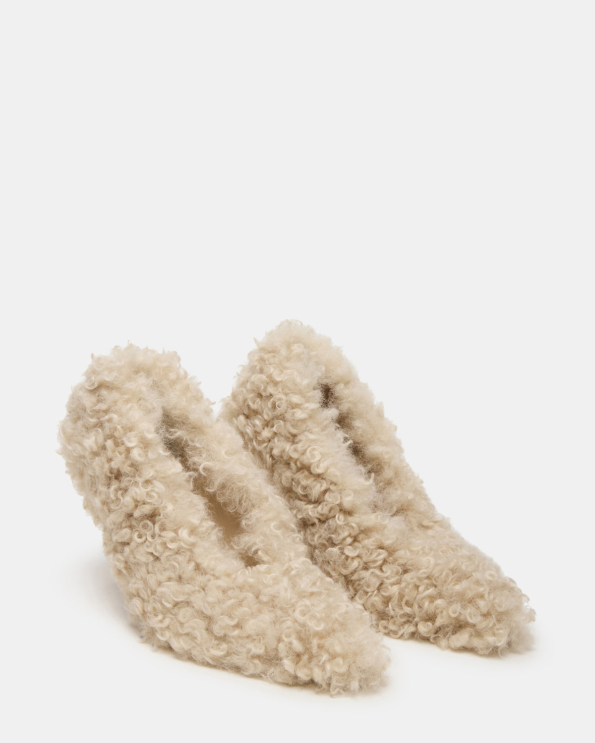 ACHILLES Off-White Pointed-Toe Faux Fur Stiletto Women's Heel | Steve Madden on Sale