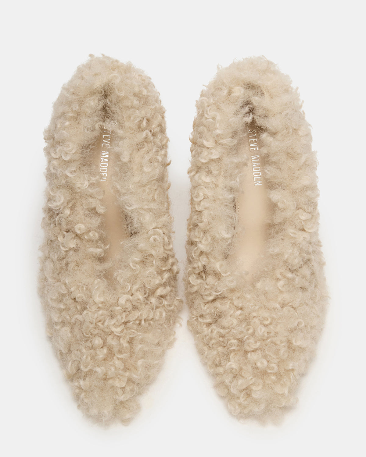 ACHILLES Off-White Pointed-Toe Faux Fur Stiletto Women's Heel | Steve Madden on Sale