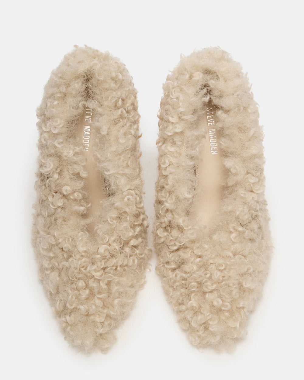 ACHILLES Off-White Pointed-Toe Faux Fur Stiletto Women's Heel | Steve Madden on Sale