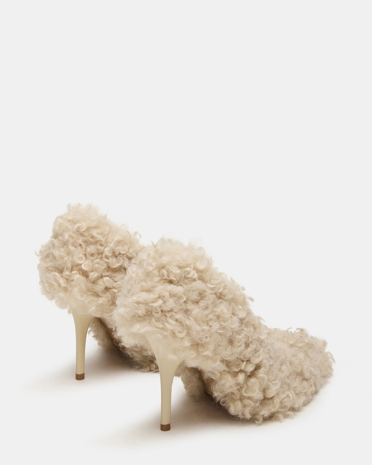 ACHILLES Off-White Pointed-Toe Faux Fur Stiletto Women's Heel | Steve Madden on Sale