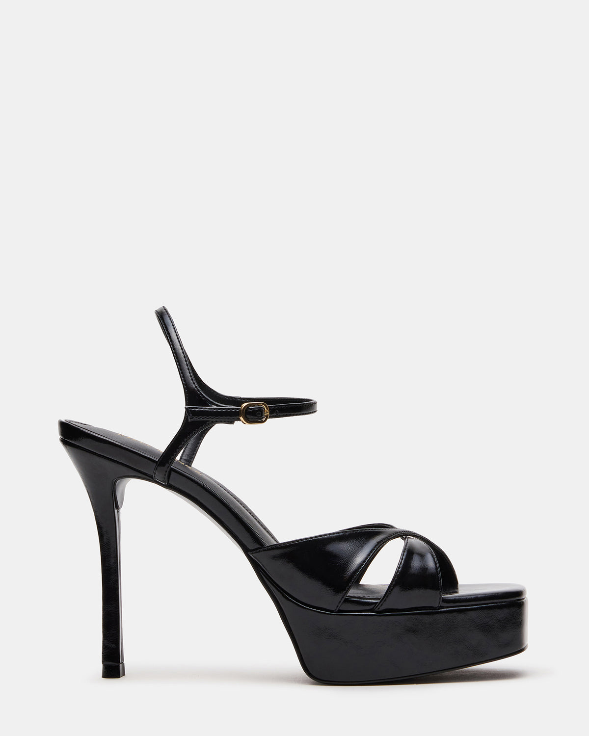 SCARLET Black Square-Toe Strappy Platform Women's Heel | Steve Madden US
