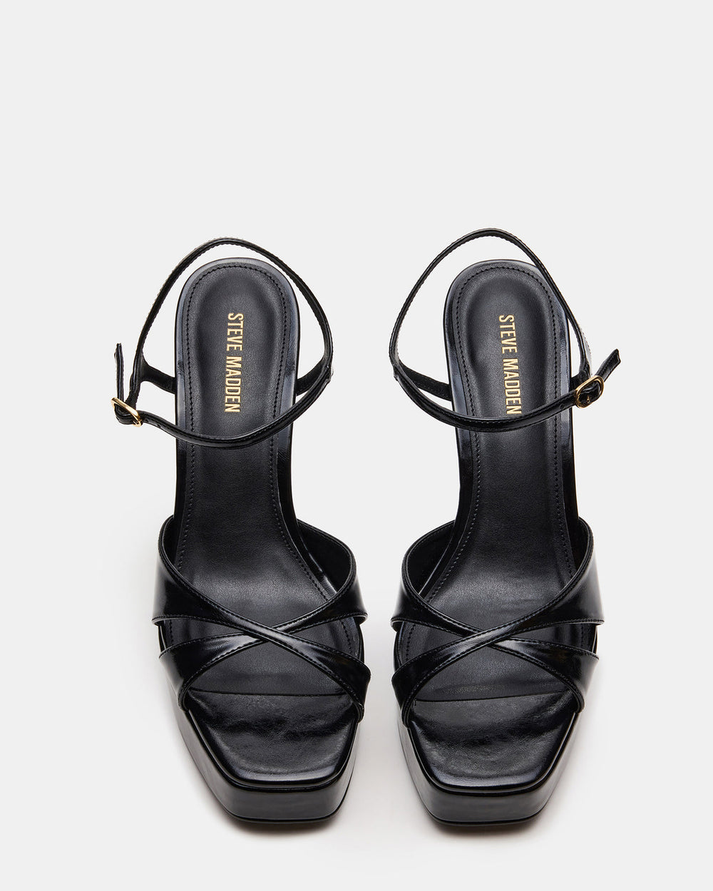 SCARLET Black Square-Toe Strappy Platform Women's Heel | Steve Madden US