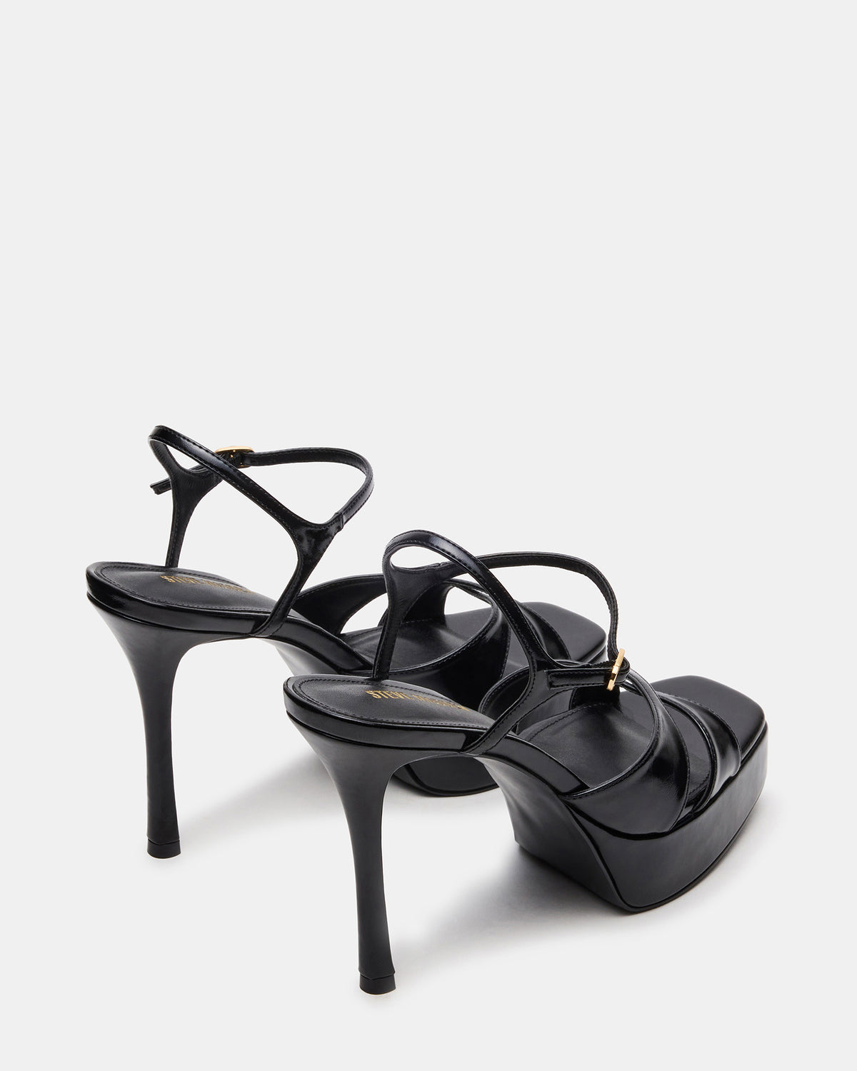 SCARLET Black Square-Toe Strappy Platform Women's Heel | Steve Madden US