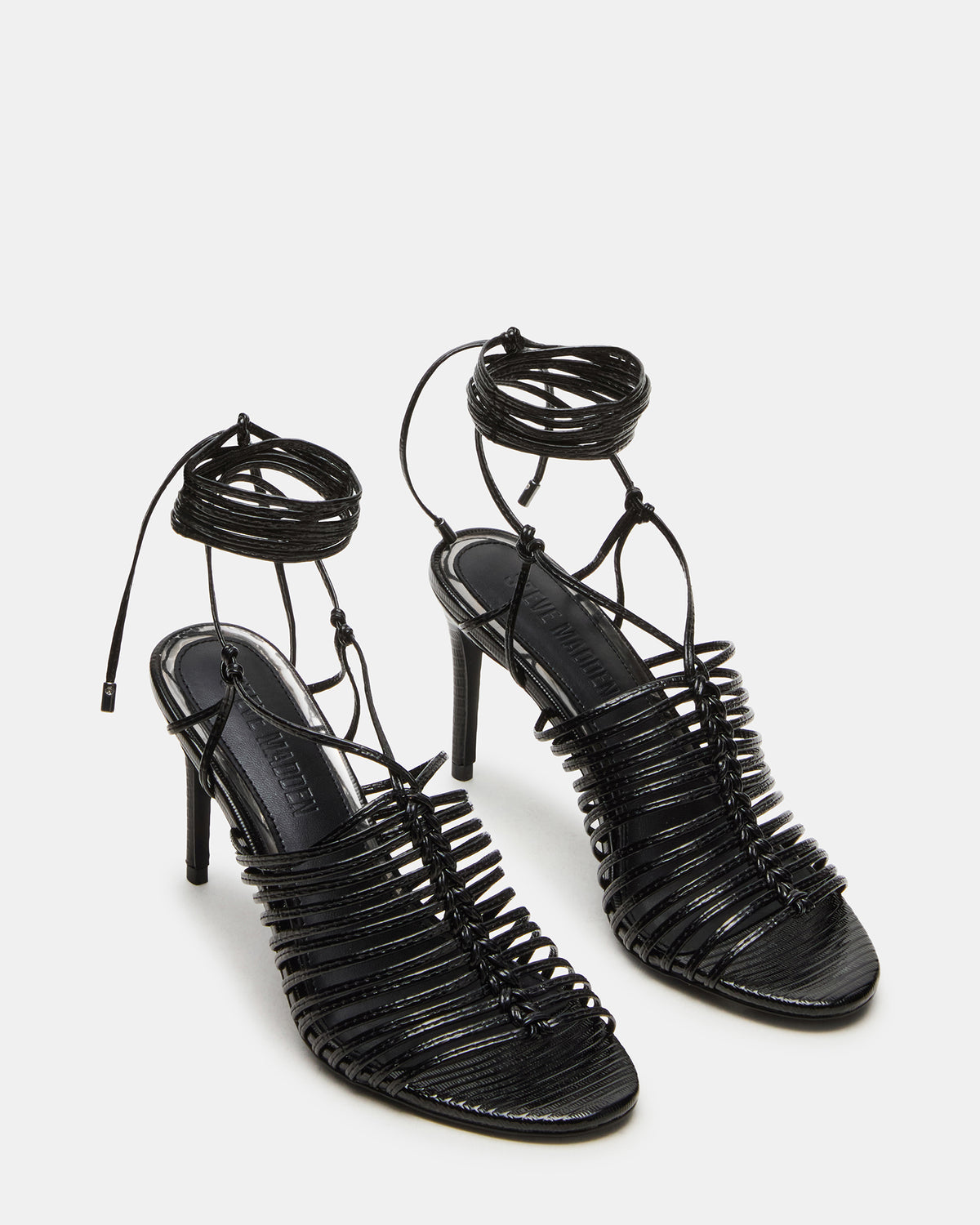 BRISTOWE Black Strappy Stiletto Heel | Women's Heels | Steve Madden for Sale