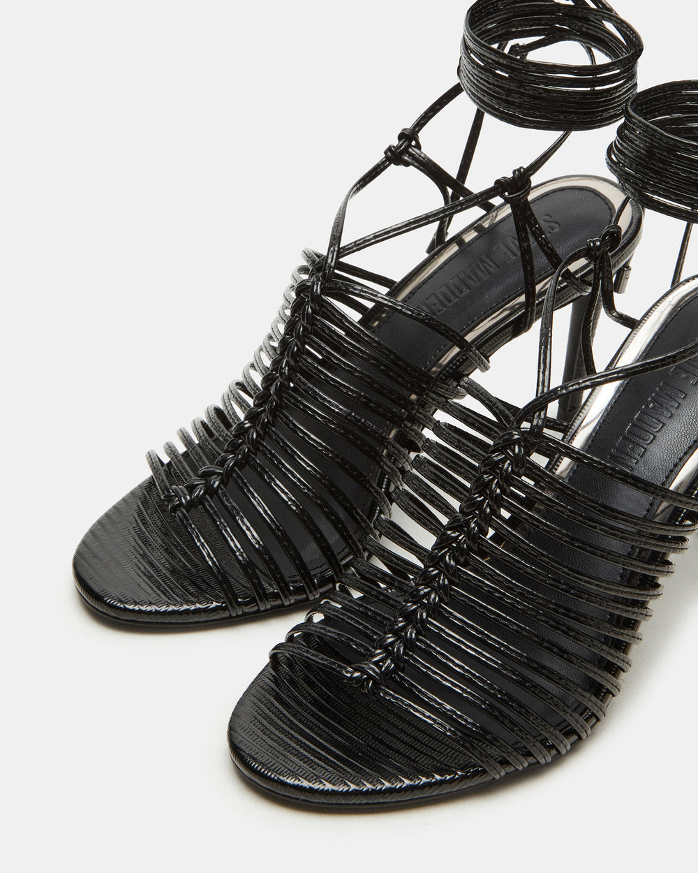 BRISTOWE Black Strappy Stiletto Heel | Women's Heels | Steve Madden for Sale