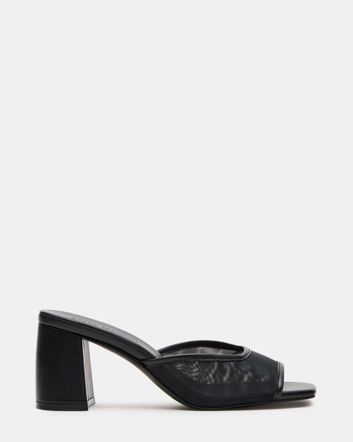 MADAME Black Square-Toe Mesh Mule Women's Heel | Steve Madden Sale