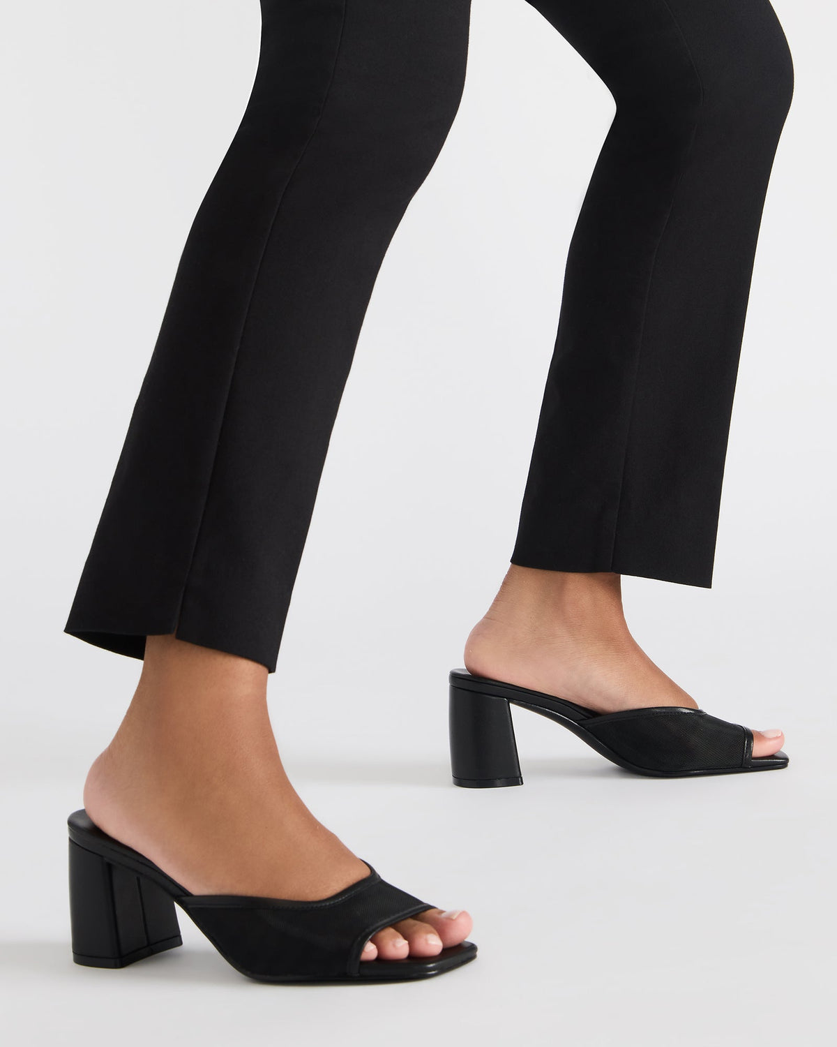 MADAME Black Square-Toe Mesh Mule Women's Heel | Steve Madden Sale