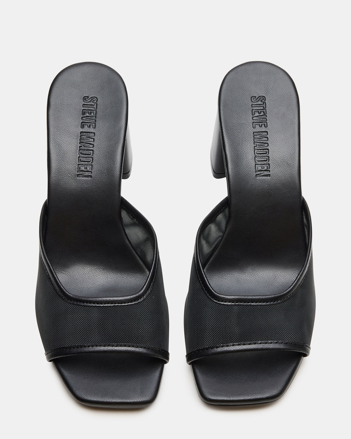 MADAME Black Square-Toe Mesh Mule Women's Heel | Steve Madden Sale