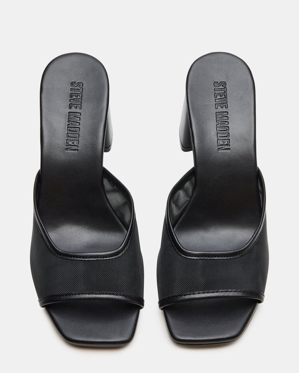 MADAME Black Square-Toe Mesh Mule Women's Heel | Steve Madden Sale