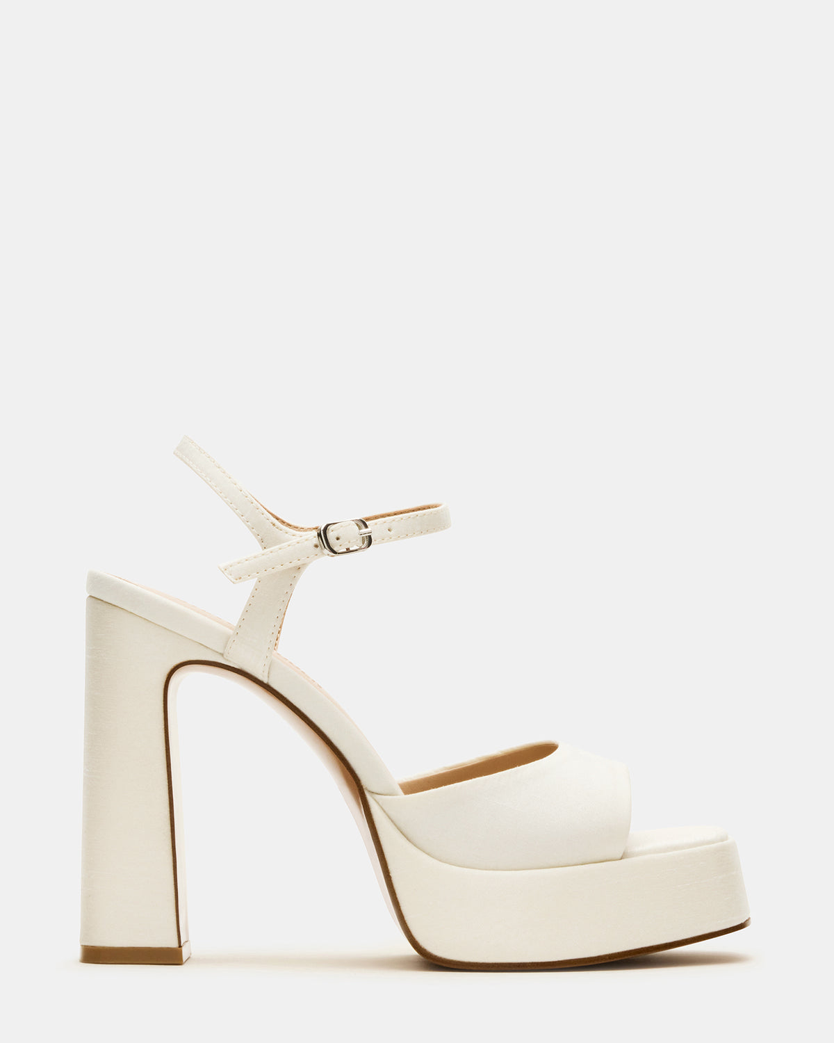 LINADRA Ivory Satin Women's Platform Square-Toe Strappy Heel | Steve Madden for Sale