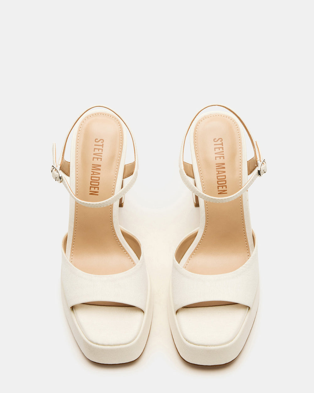 LINADRA Ivory Satin Women's Platform Square-Toe Strappy Heel | Steve Madden for Sale